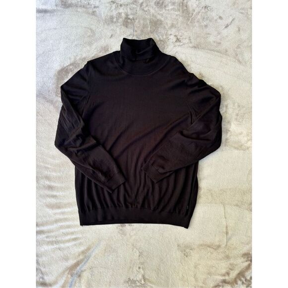 Boss Men’s Solid Black Knit Turtleneck Long Sleeve Pullover Sweater Size 3XL - Picture 1 of 8